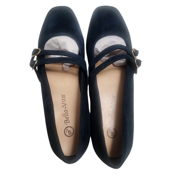 Bella Vita Davenport Mary Jane Navy Suede Flats - Picture 2 of 4